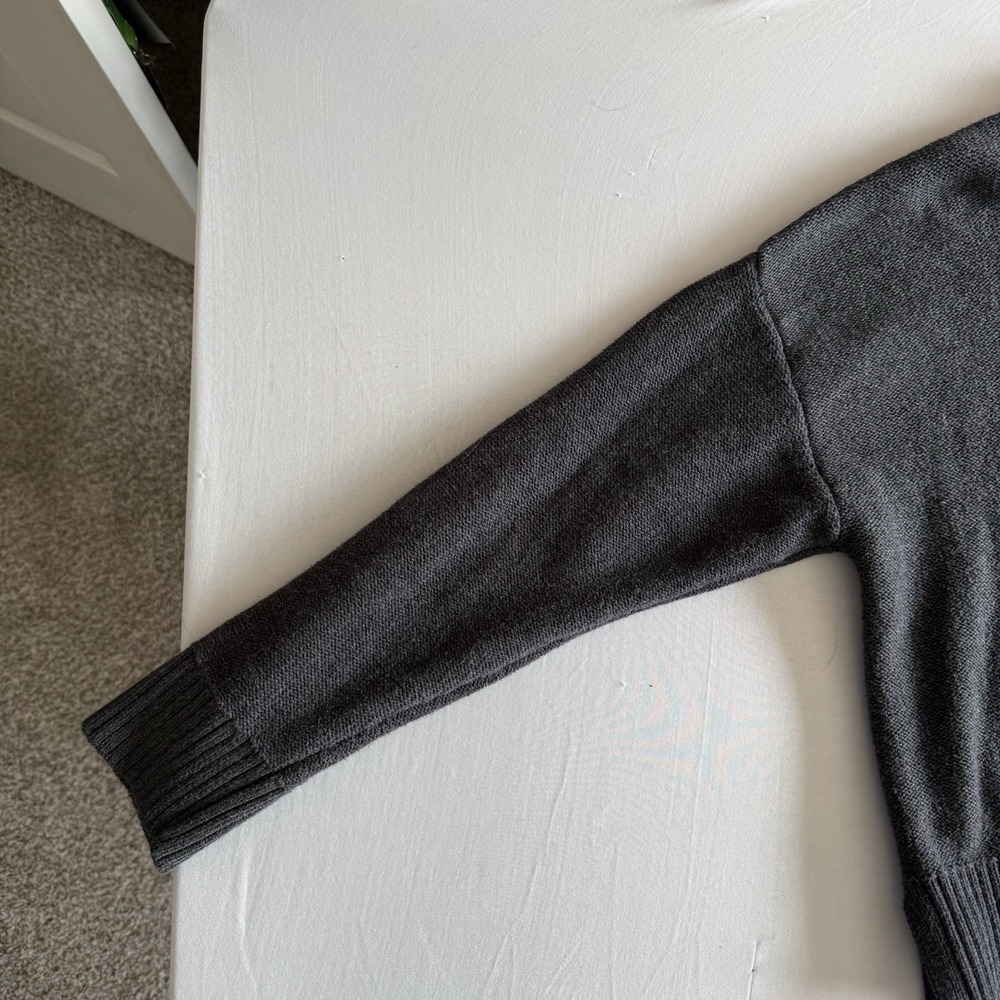 Quince Women 100% Organic Cotton Fisherman Boxy Cropped Cardigan Size M Gray - Picture 5 of 12